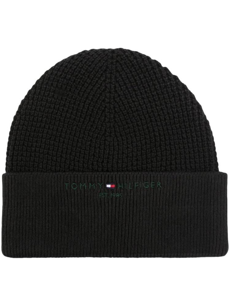 Tommy Hilfiger embroidered-logo ribbed beanie - Black Cover