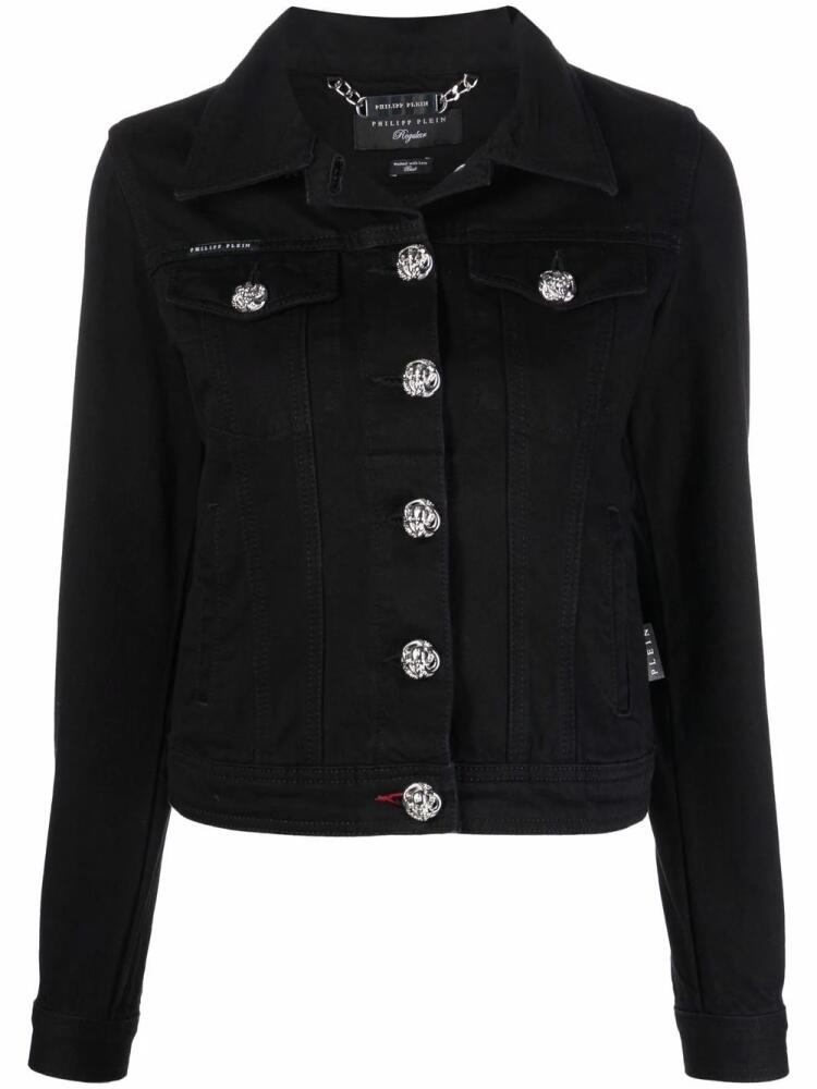 Philipp Plein logo-plaque denim jacket - Black Cover