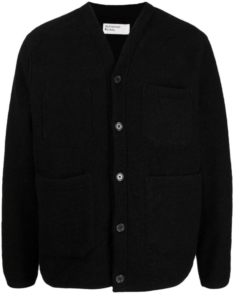 Universal Works V-neck knitted jacket - Black Cover