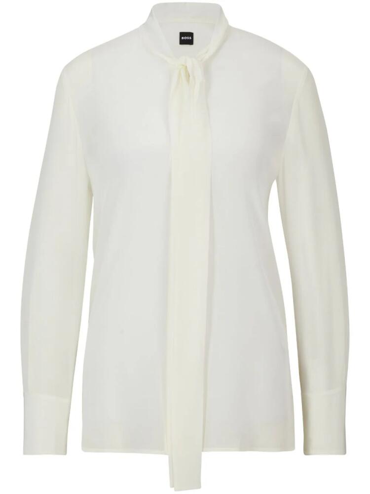 BOSS scarf-collar silk blouse - White Cover