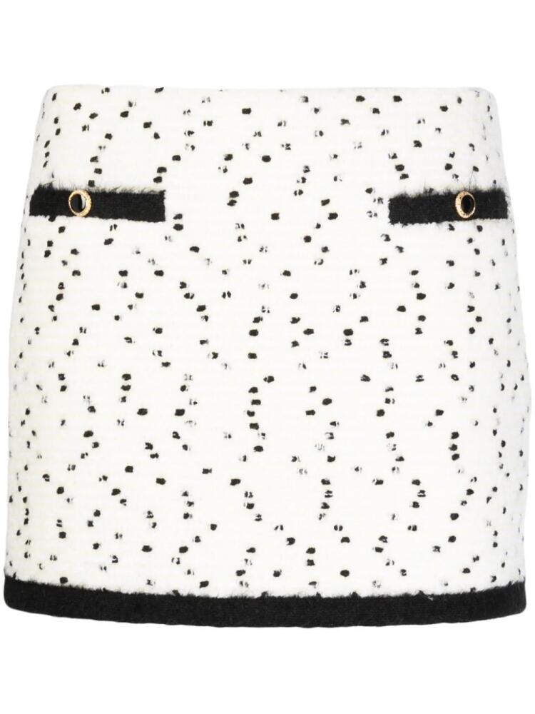 Alessandra Rich polka-dot contrast-trim miniskirt - White Cover