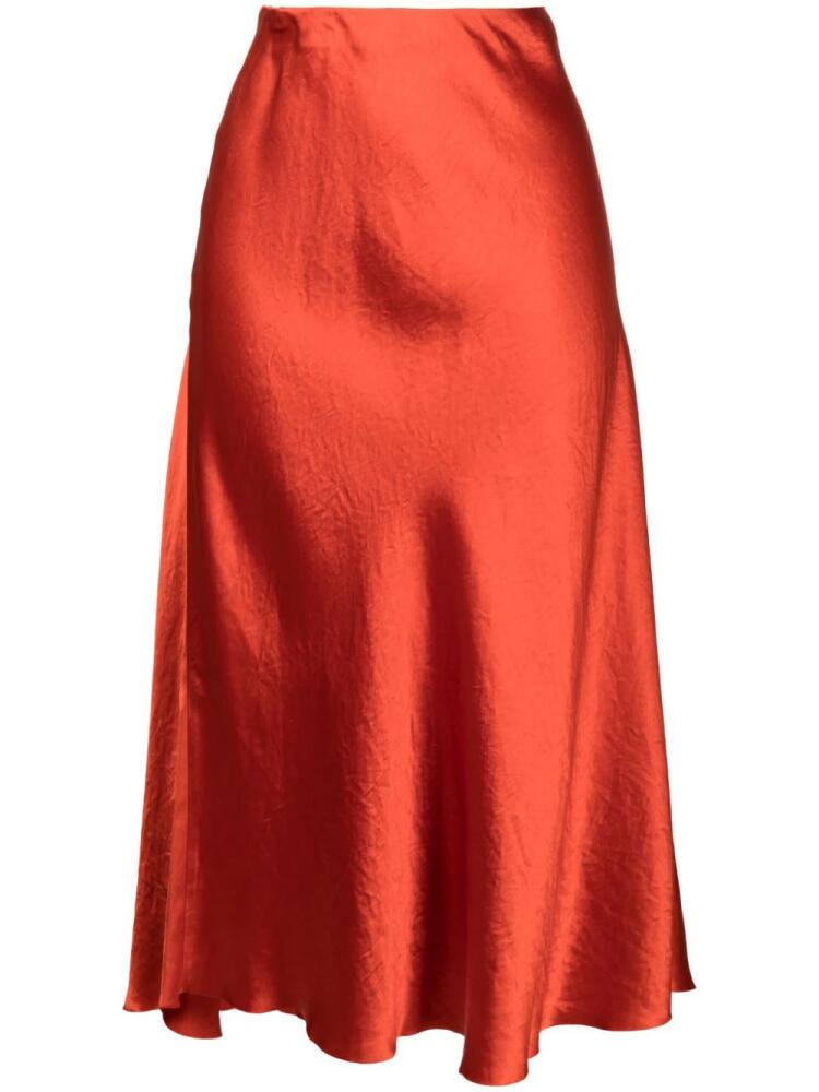 Vince satin-finish draped midi skirt - Orange Cover