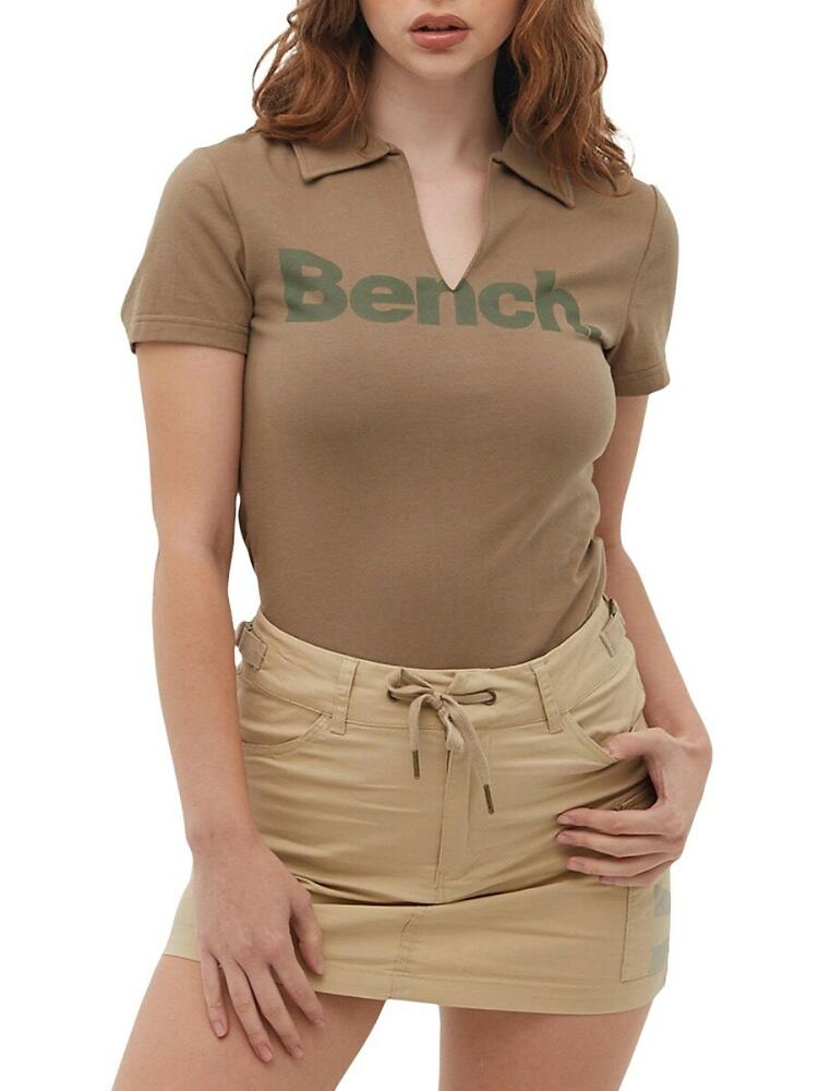 Bench. Women's Johnny Collar Tee - Covert Green Cover