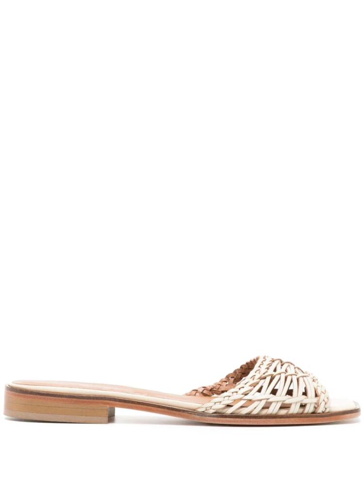 STAUD woven-strap flat leather sandals - Neutrals Cover