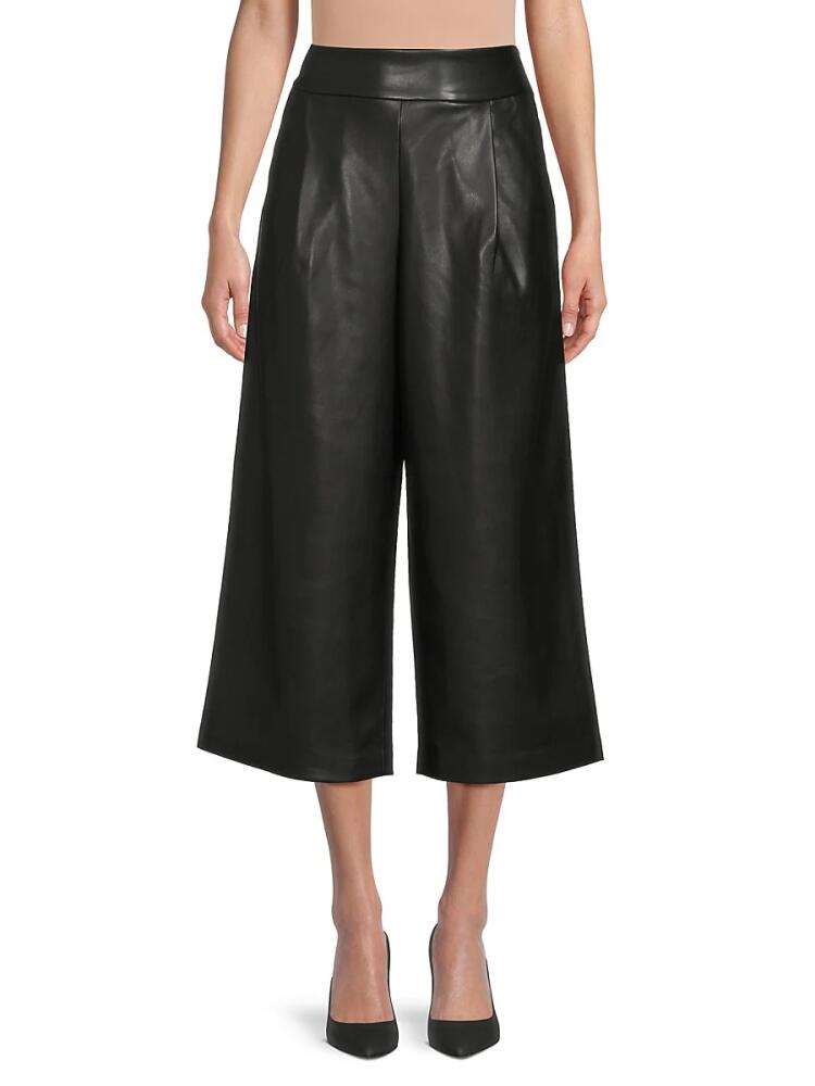 susana monaco Women's Faux Leather Cropped Pants - Black Cover