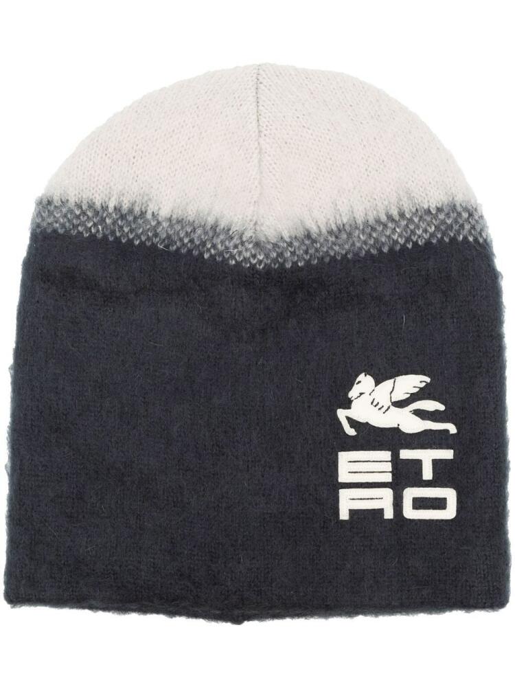 ETRO logo-print virgin-wool hat - Blue Cover