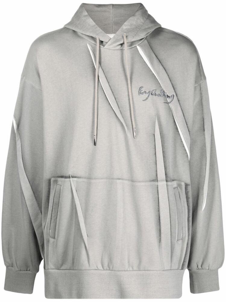 Feng Chen Wang logo-embroidered long-sleeve cotton hoodie - Grey Cover