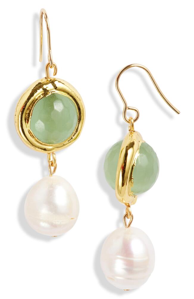 Karine Sultan Freshwater Pearl Drop Earrings in Gold Cover