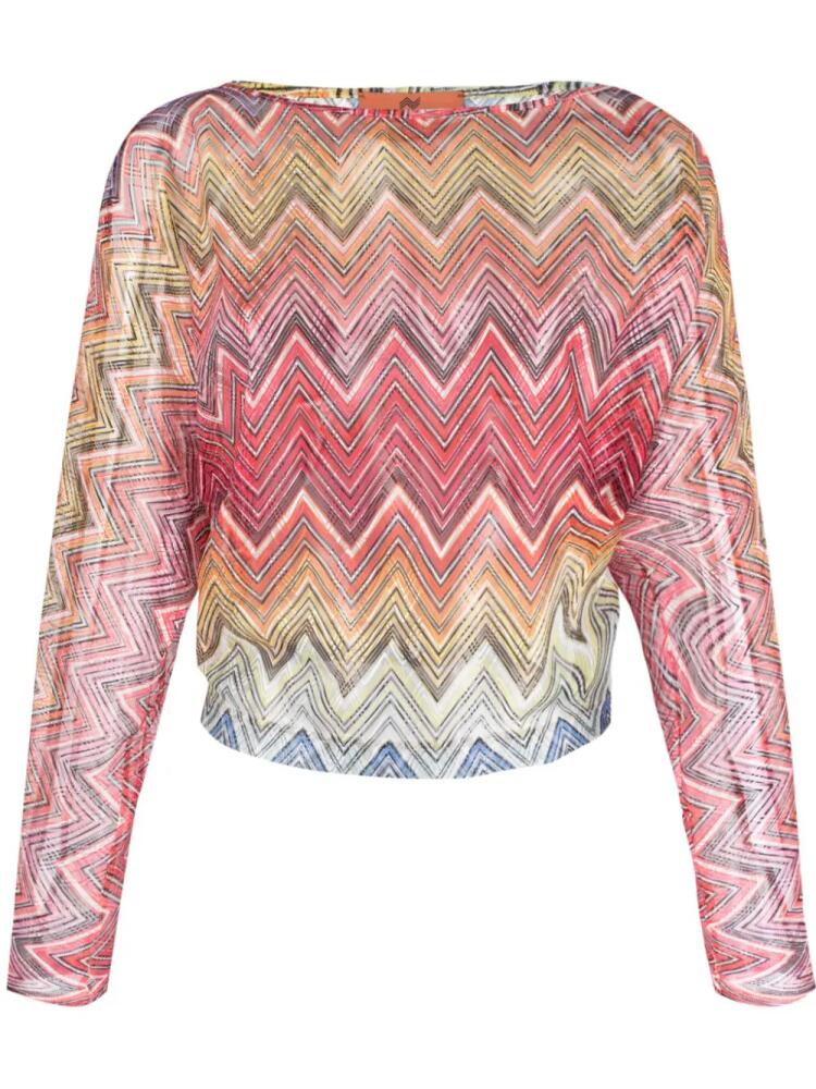 Missoni zigzag-pattern long-sleeved T-shirt - Red Cover