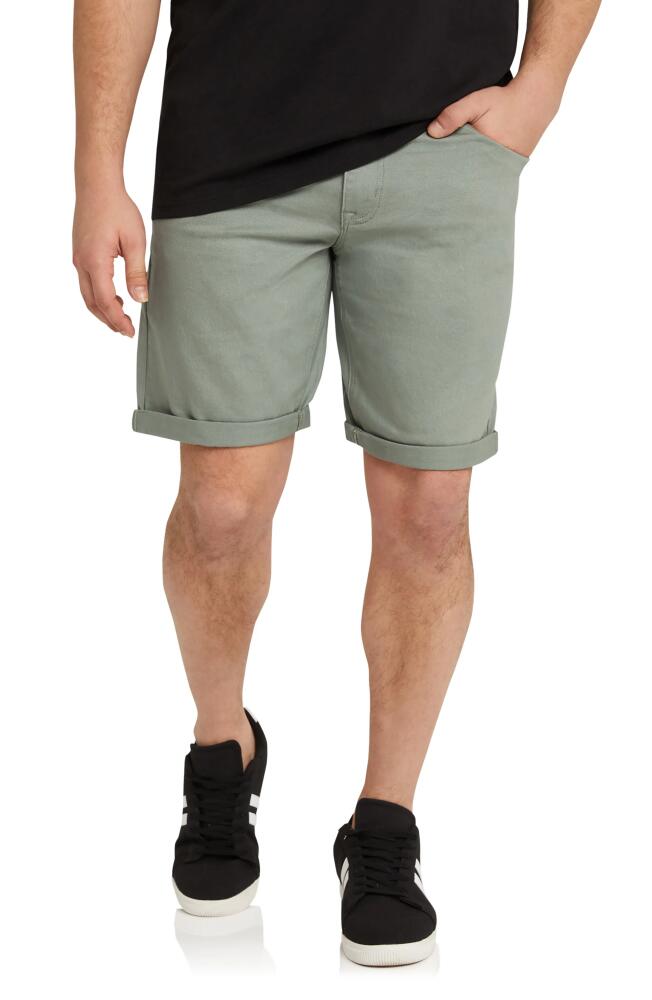 Johnny Bigg Colton Stretch Cotton Denim Shorts in Sage Cover