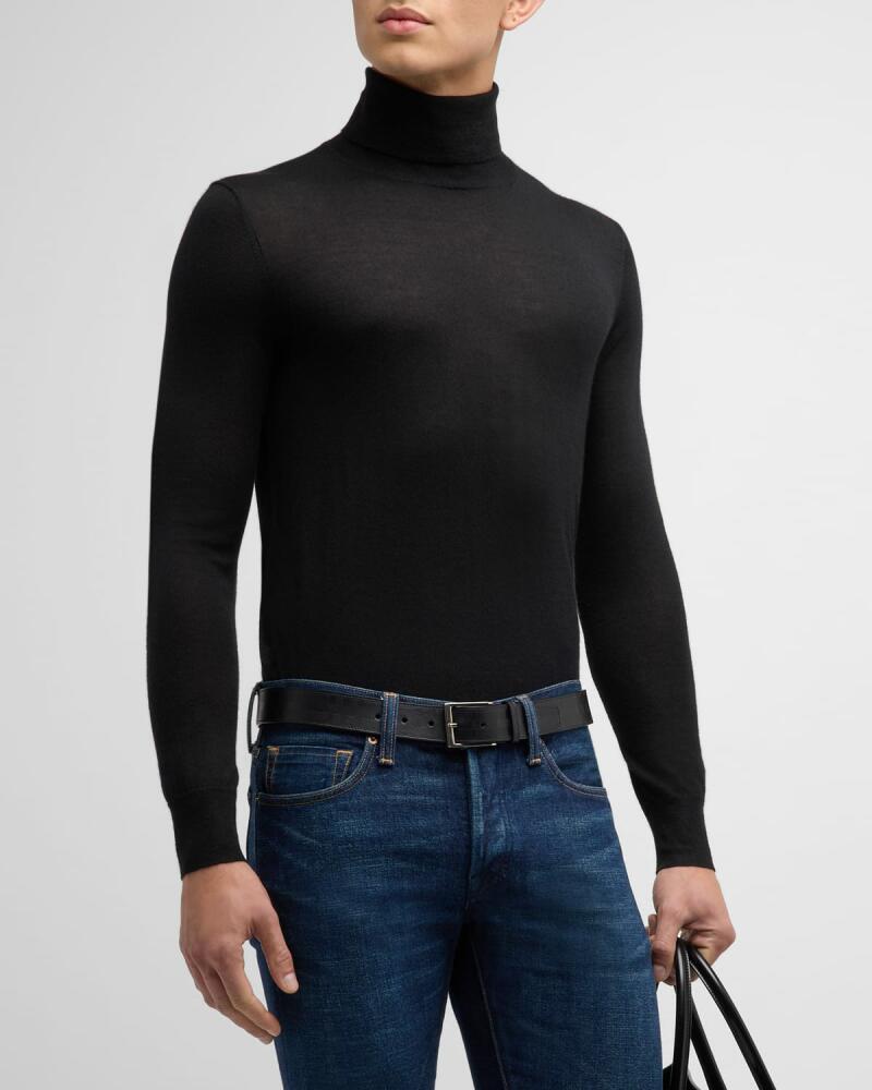 Neiman Marcus Men's Cashmere and Silk Turtleneck Sweater Cover