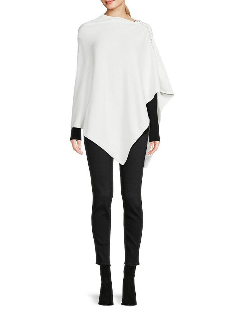 La Fiorentina Women's Embellished Zipper Poncho - White Cover