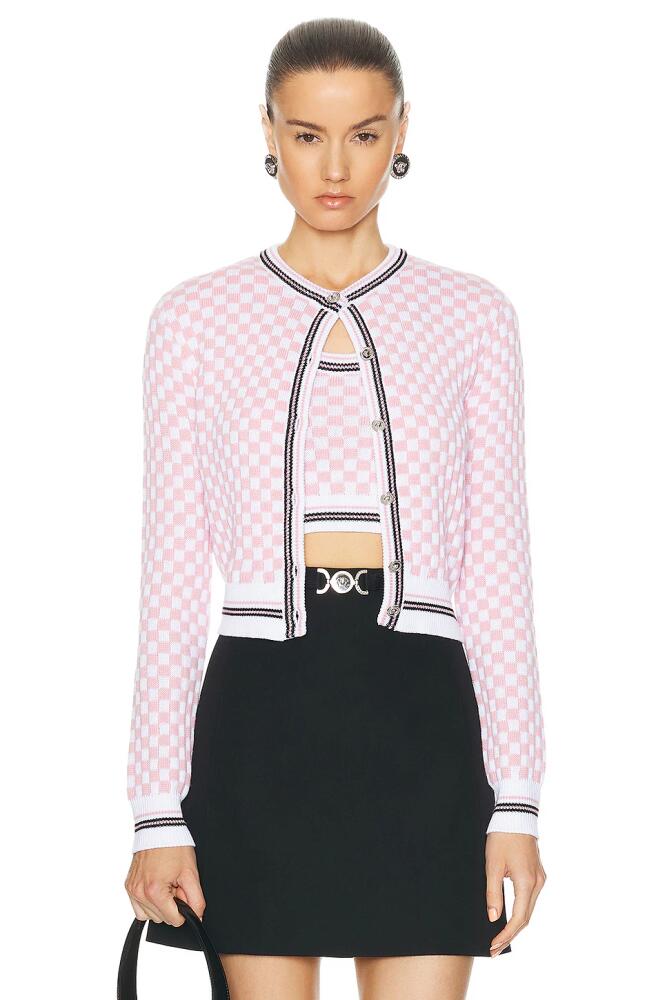 VERSACE Long Sleeve Cardigan in Pink Cover