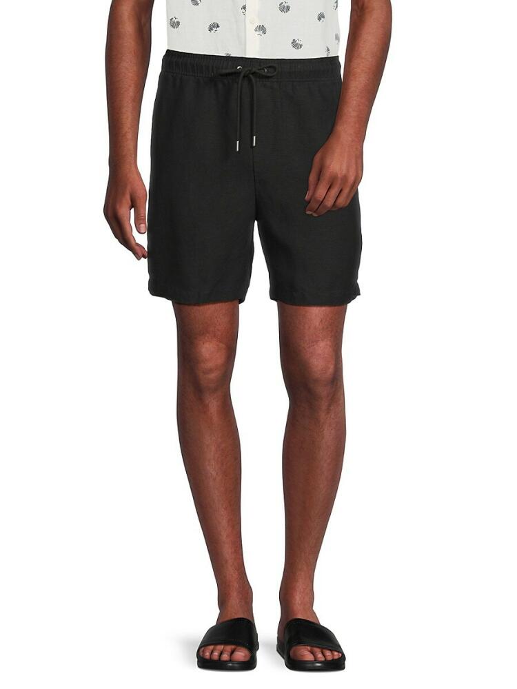 Onia Men's Linen Blend Flat Front Drawstring Shorts - Black Cover