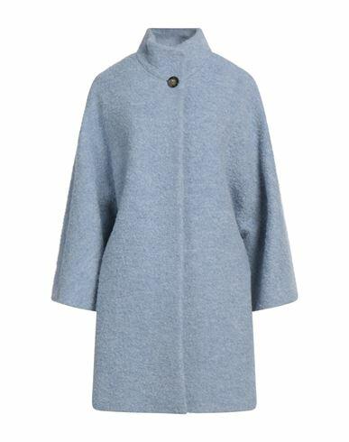 Cinzia Rocca Woman Coat Sky blue Alpaca wool, Virgin Wool, Polyamide Cover