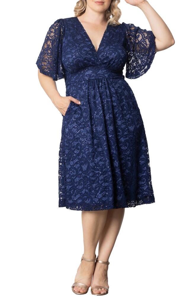 Kiyonna Starry Sequin Lace Fit & Flare Cocktail Dress in Nocturnal Navy Cover