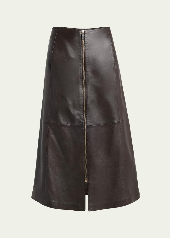 Giorgio Armani Zip-Up Leather Maxi Skirt Cover