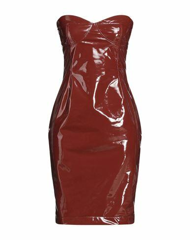 Kontatto Woman Mini dress Brown Polyester, Elastane Cover