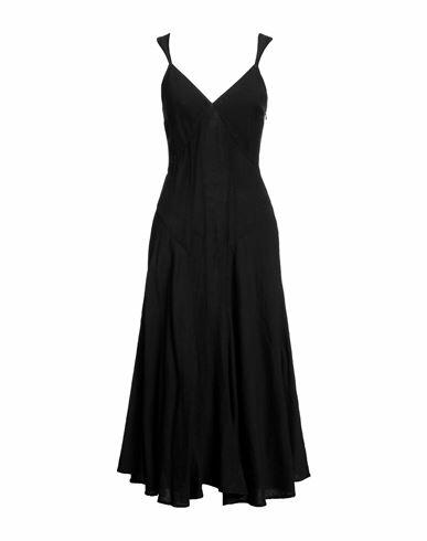 120% Lino Woman Midi dress Black Linen Cover