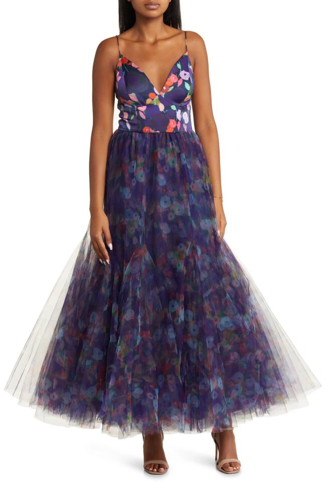 Hutch Lucia A-Line Gown in Navy Whimsy Watercolor Floral Cover