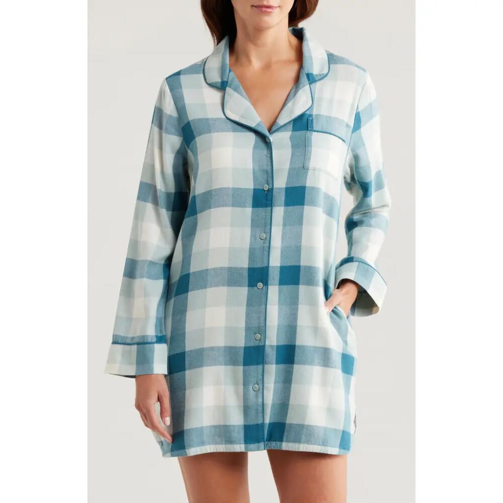 Nordstrom Check Flannel Nightshirt in Blue Multicheck Cover