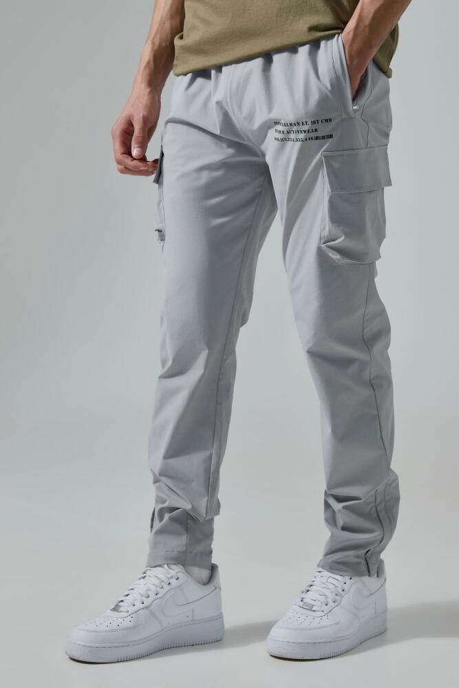 Mens Man Active Gym Technical Cargo Sweatpant - Grey Cover