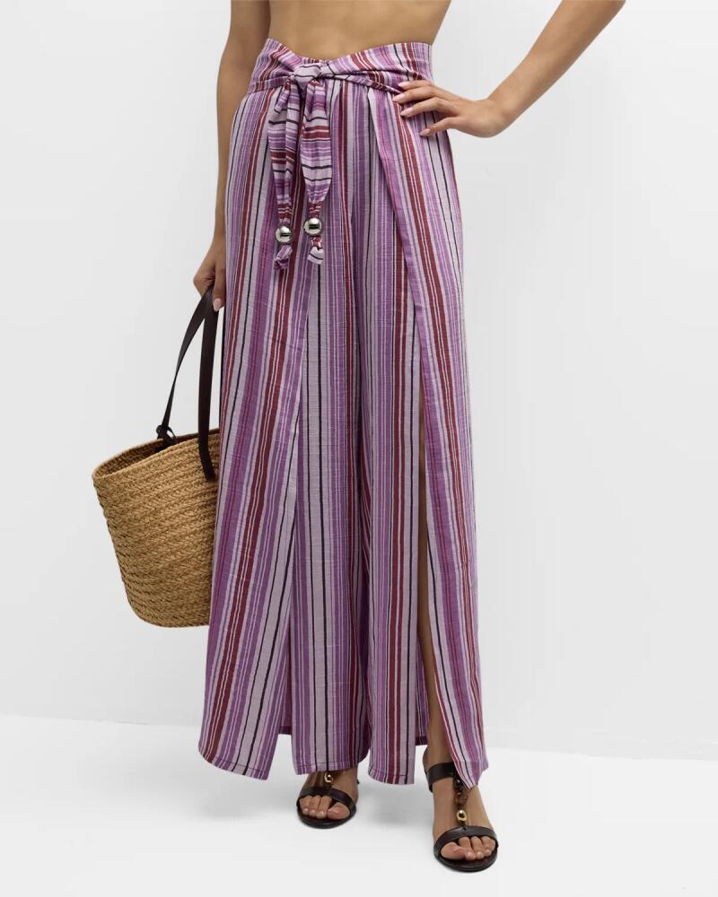 Lisa Marie Fernandez Farah Striped Wrap Pants Cover