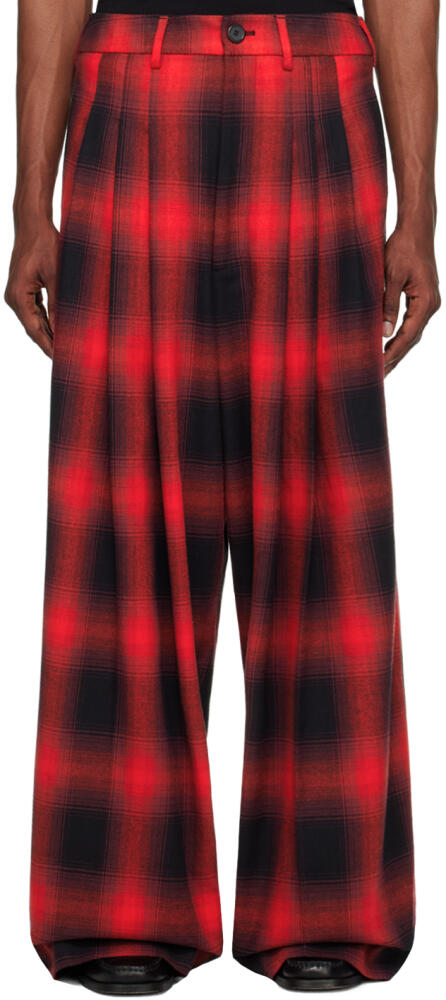 LU'U DAN Red & Black Check Trousers Cover