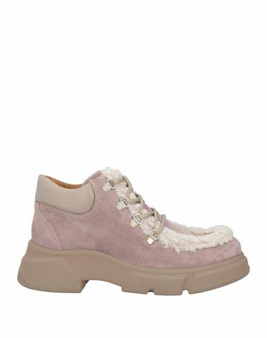 Voile Blanche Woman Ankle boots Pastel pink Leather, Shearling Cover