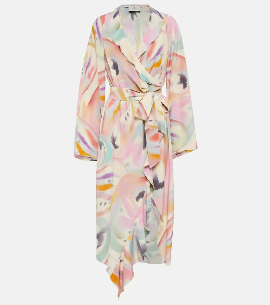 Etro Printed asymmetric wrap midi dress Cover