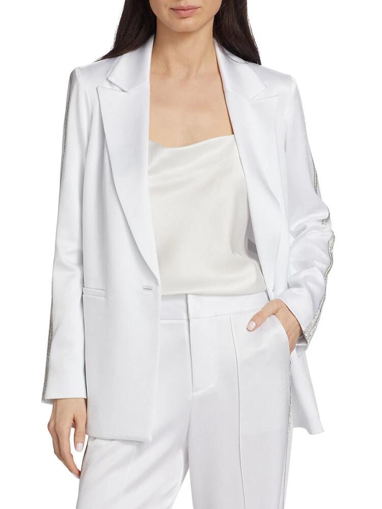 Alice + Olivia Denny Embellished Twill Single Button Blazer - White Cover