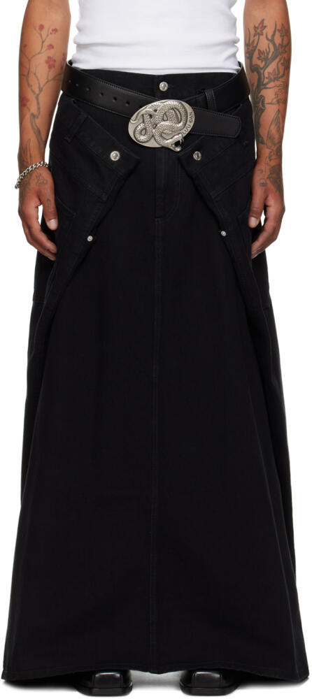 LU'U DAN Black Maxi Maxi Denim Skirt Cover