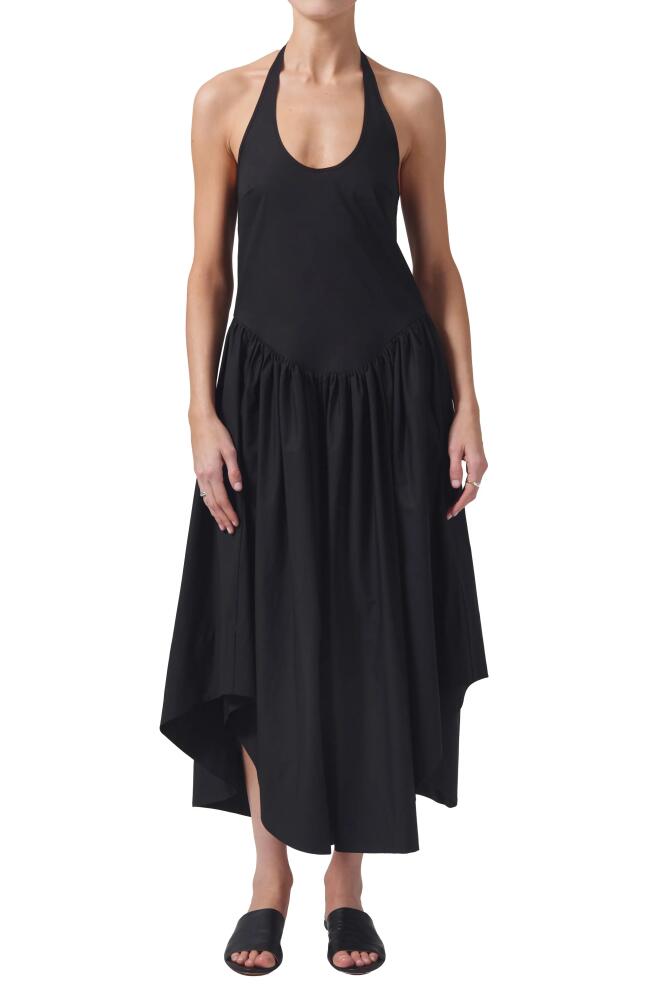 Citizens of Humanity Poppi Handkerchief Hem Cotton Halter Dress in Black Cover