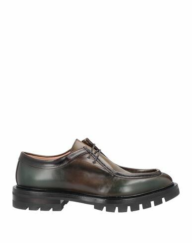 Santoni Woman Lace-up shoes Dark green Soft Leather Cover