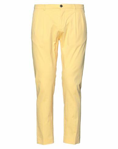 (+) People Man Pants Yellow Cotton, Elastane Cover