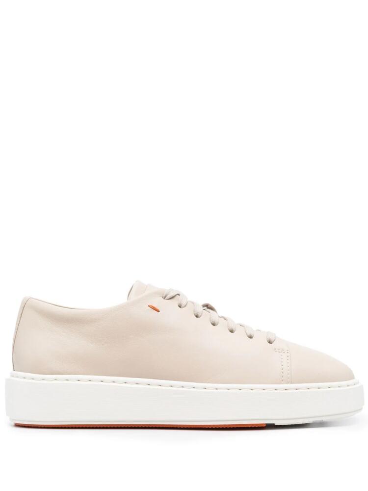 Santoni leather low-top sneakers - Neutrals Cover