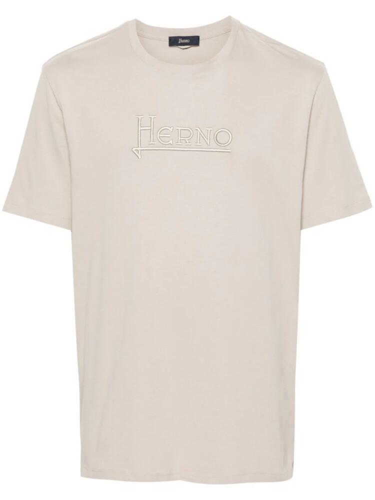 Herno logo-embroidered cotton T-shirt - Neutrals Cover