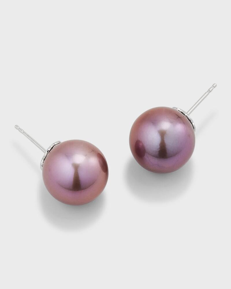 Belpearl 18K White Gold 13mm Kasumiga Purple Pearl Earrings Cover