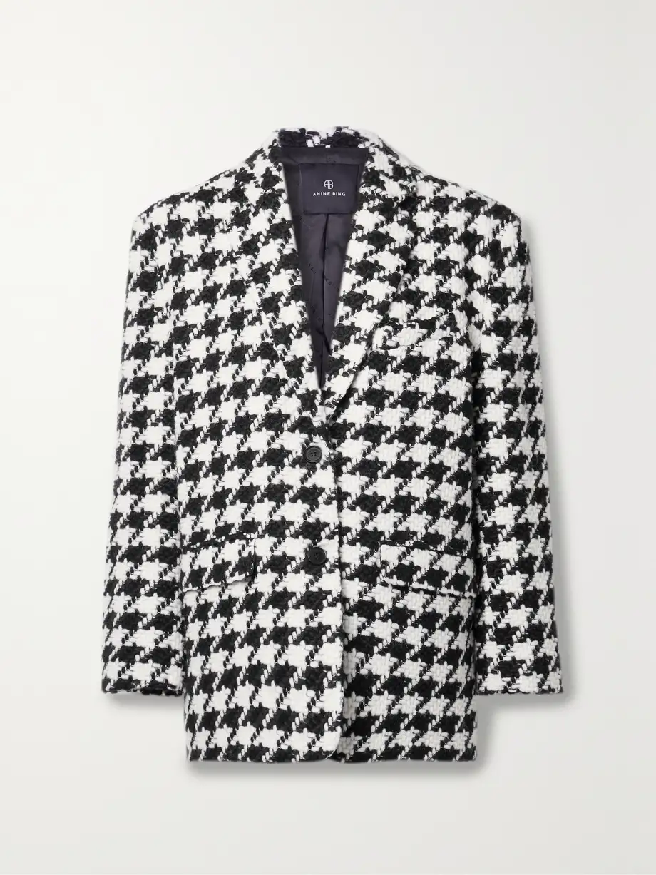 Anine Bing - Quinn Brushed Houndstooth Tweed Blazer - Multi Cover