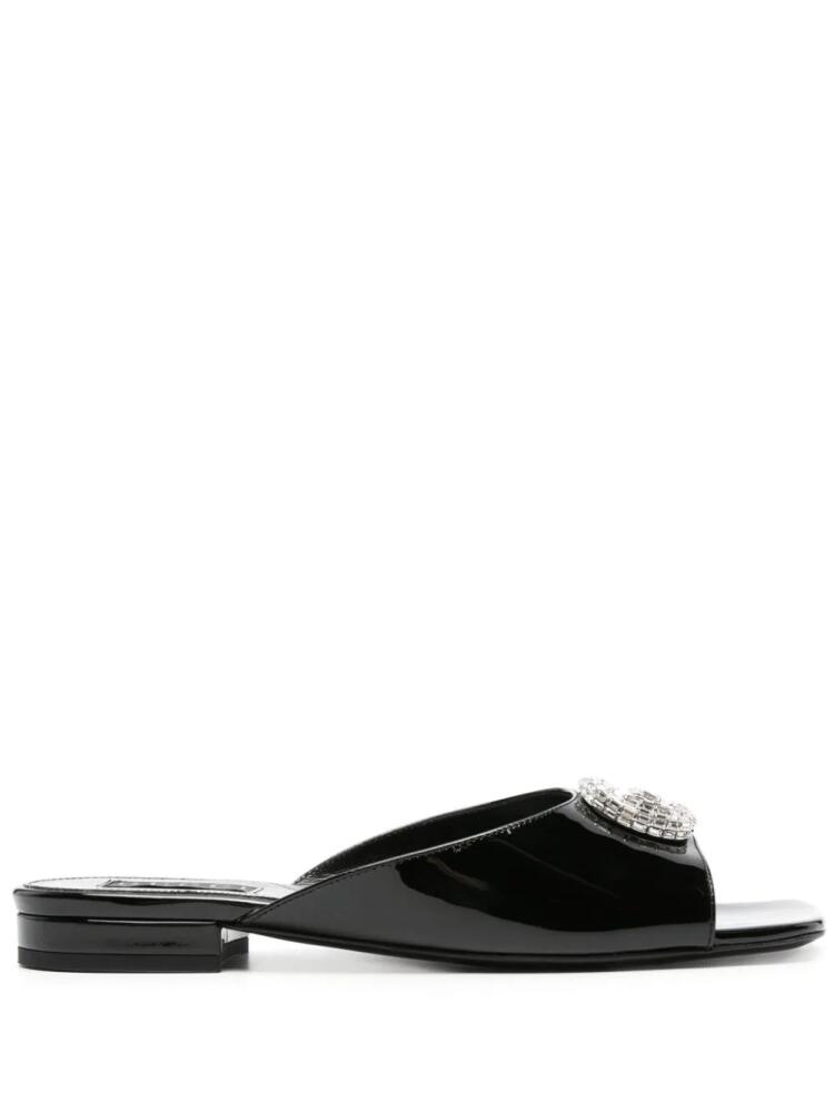 Gucci Double G patent-leather slides - Black Cover