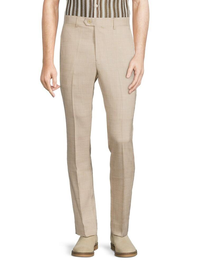 Tahari Men's Slim Fit Sharksin Trousers - Sand Cover