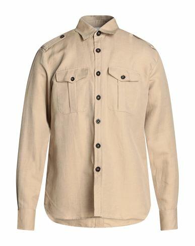 Pt Torino Man Shirt Beige Linen, Cotton Cover