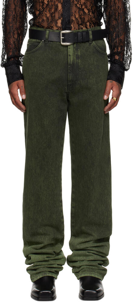 LU'U DAN Green Stacked Straight Leg Jeans Cover