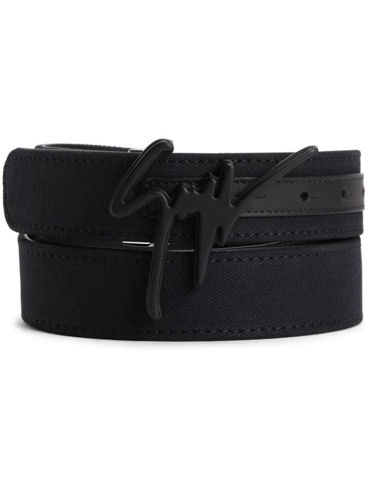 Giuseppe Zanotti logo-buckle cotton belt - Black Cover