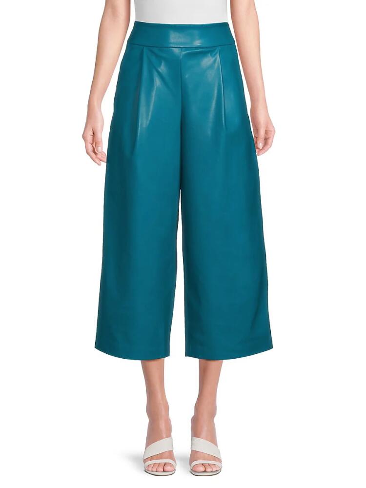 susana monaco Women's Faux Leather Cropped Pants - Sea Cover