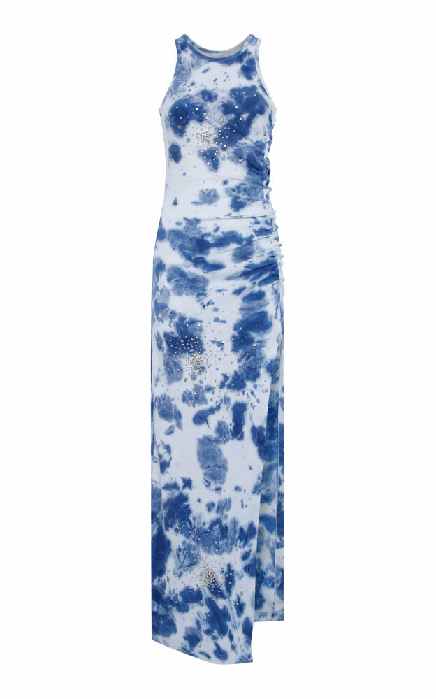 DES_PHEMMES - Exclusive Crystal-Embellished Tie-Dyed Cotton Midi Dress - Navy Cover