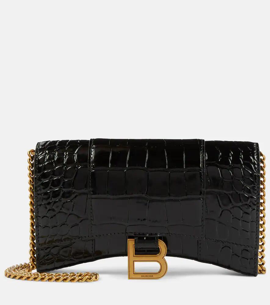 Balenciaga Hourglass croc-effect leather wallet on chain Cover