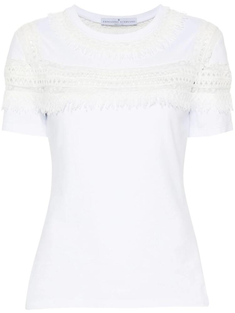 Ermanno Scervino frayed cotton T-shirt - White Cover