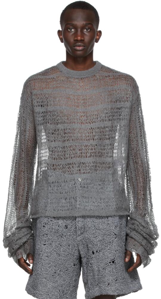 VITELLI Grey Netted Sweater Cover