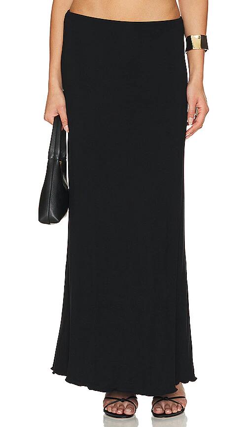 Indah Iris Solid Seamless Maxi Skirt in Black Cover